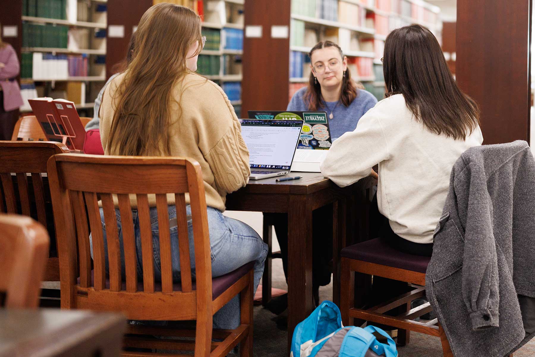 students in a library